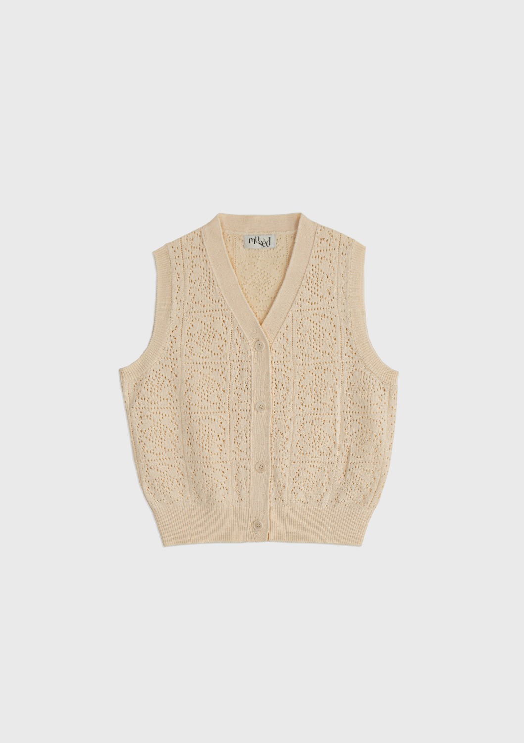 Mused Floral Lace Button Up Vest - Natural