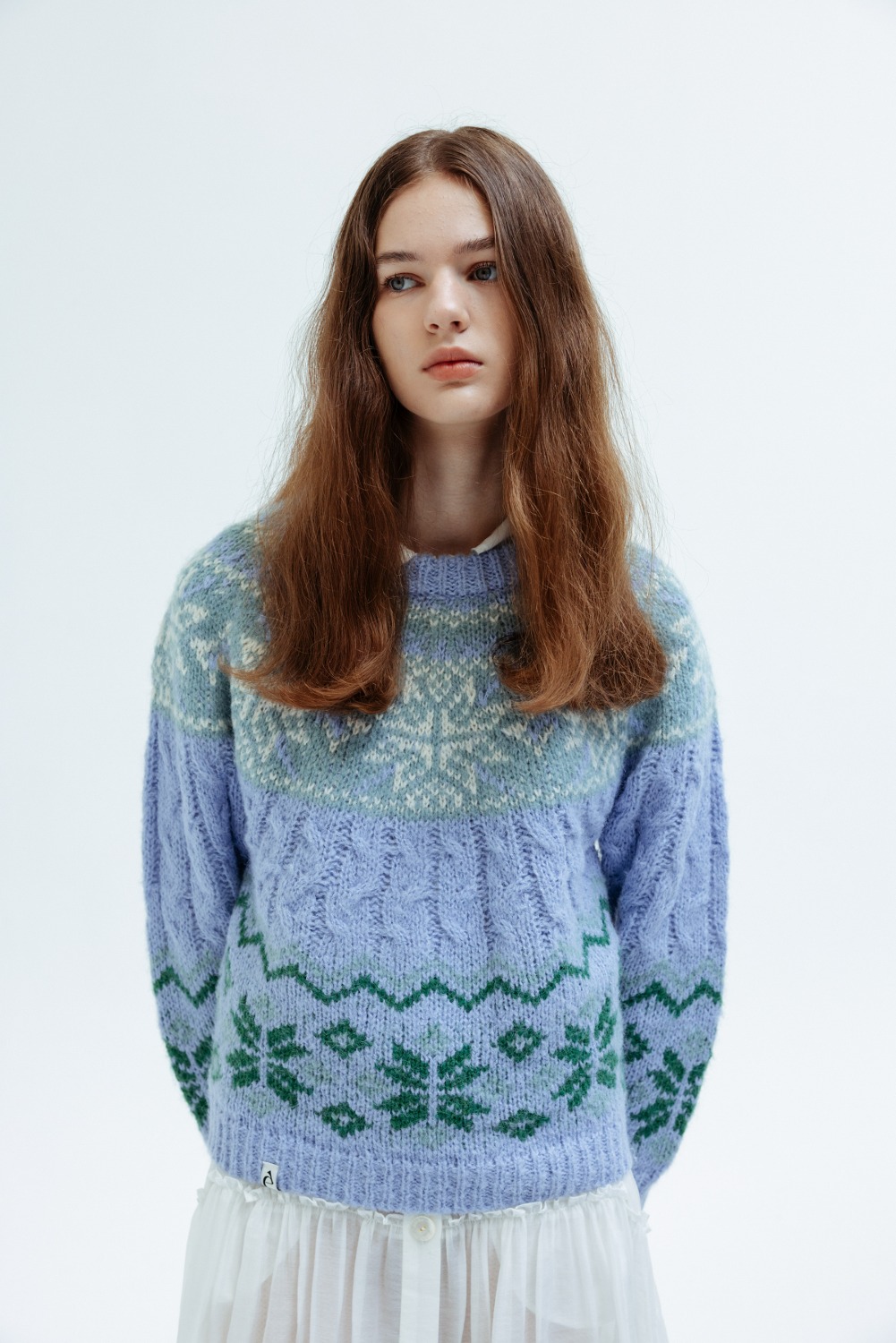 Mused Alpaca Faireisle Knit Pullover - Sky Blue