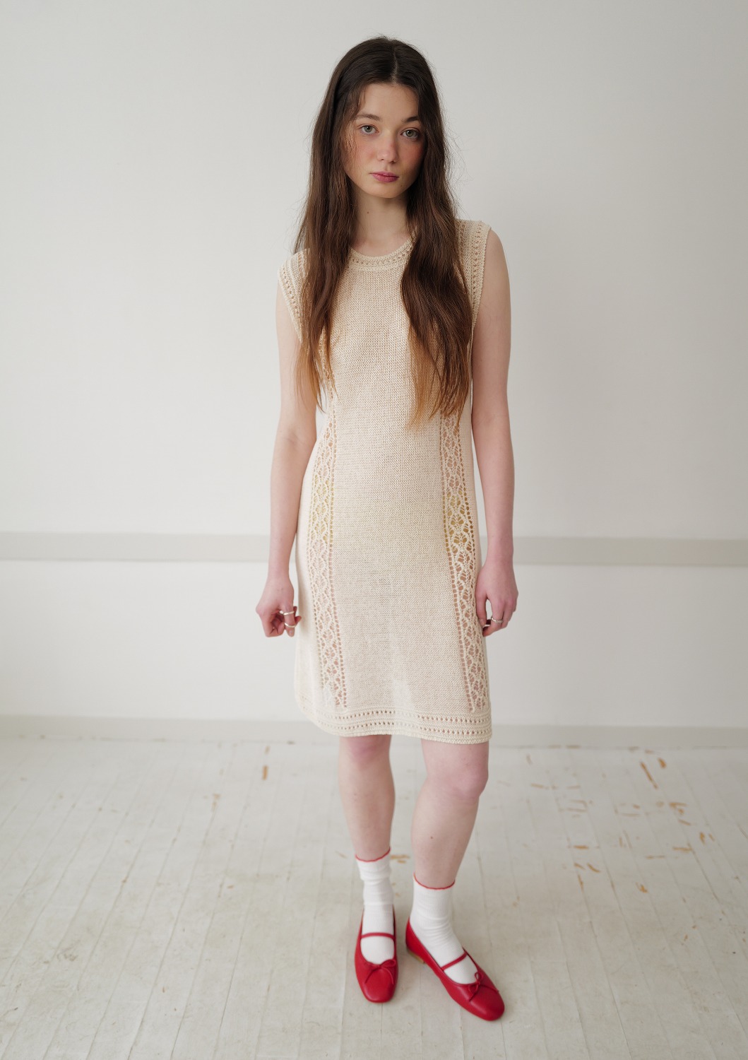 Mused Cord Lace Dress - Natural