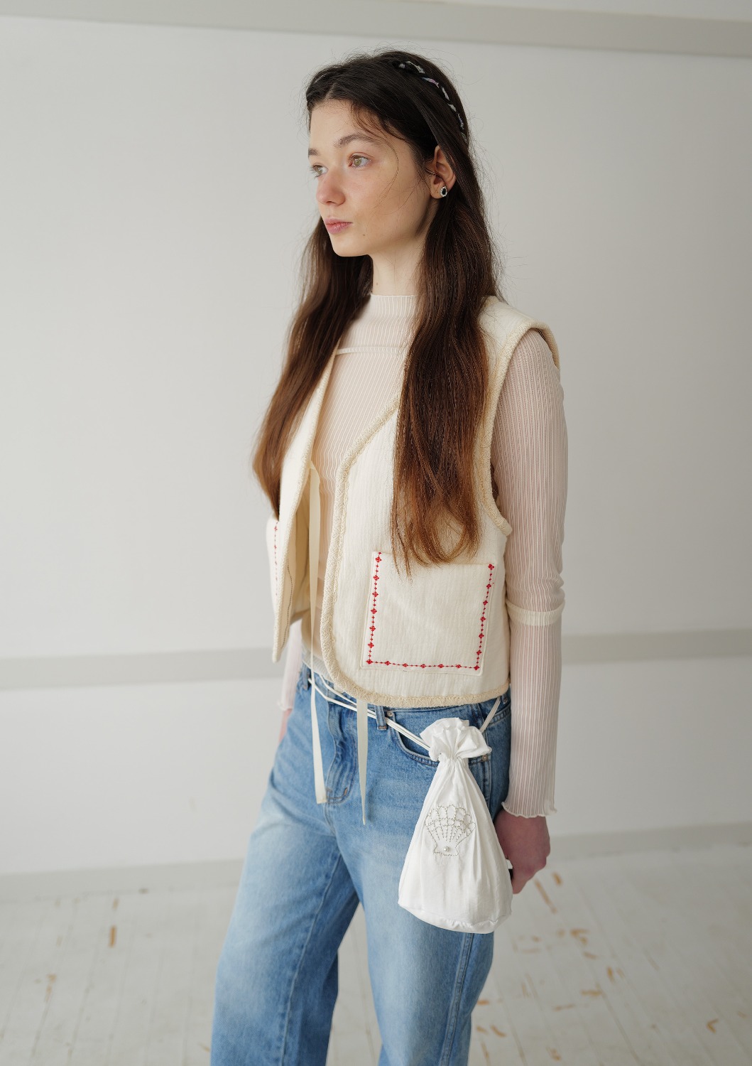 Mused Silk String Bag - Pearl White