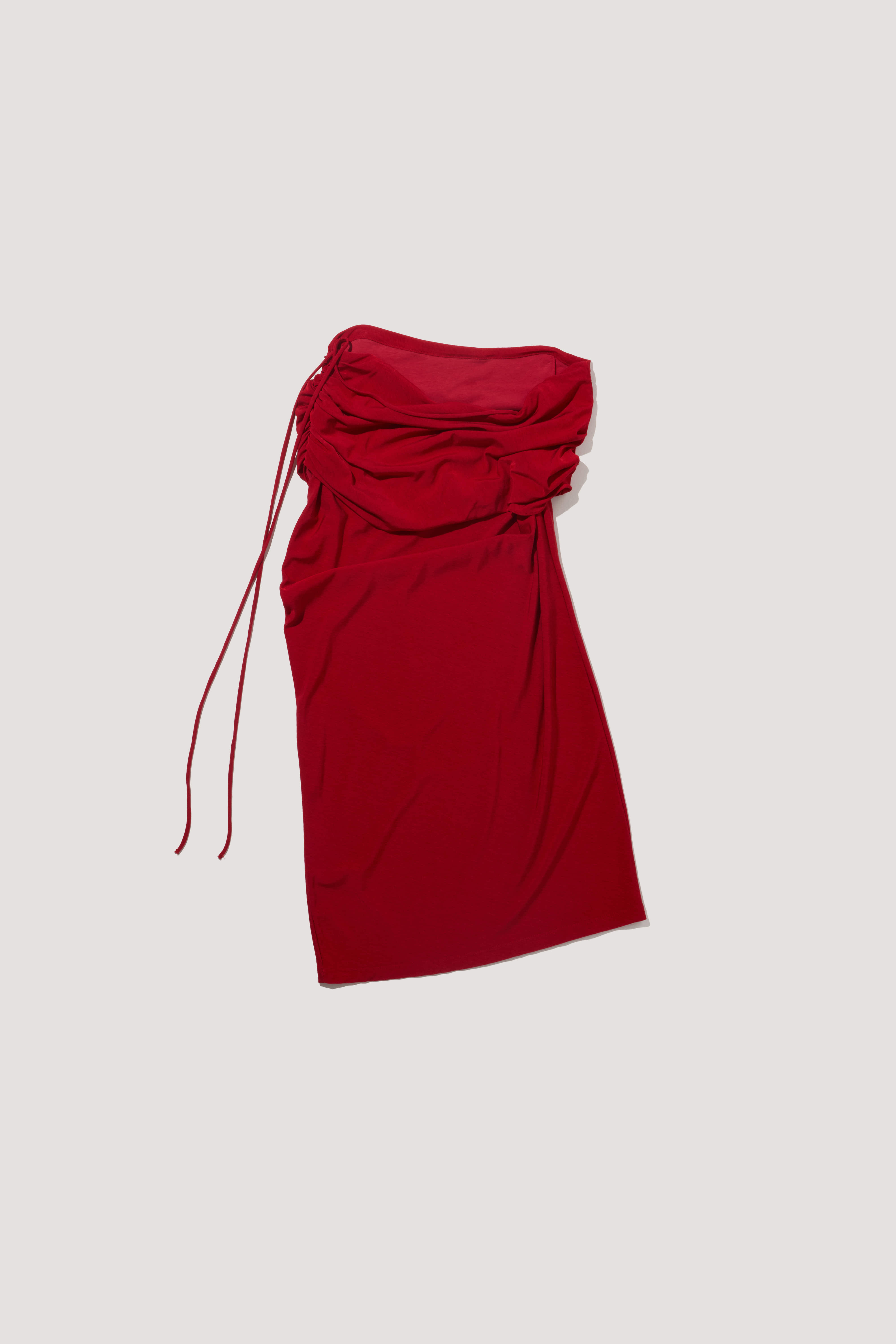 Double-Layered Shirring Skirt [red]
