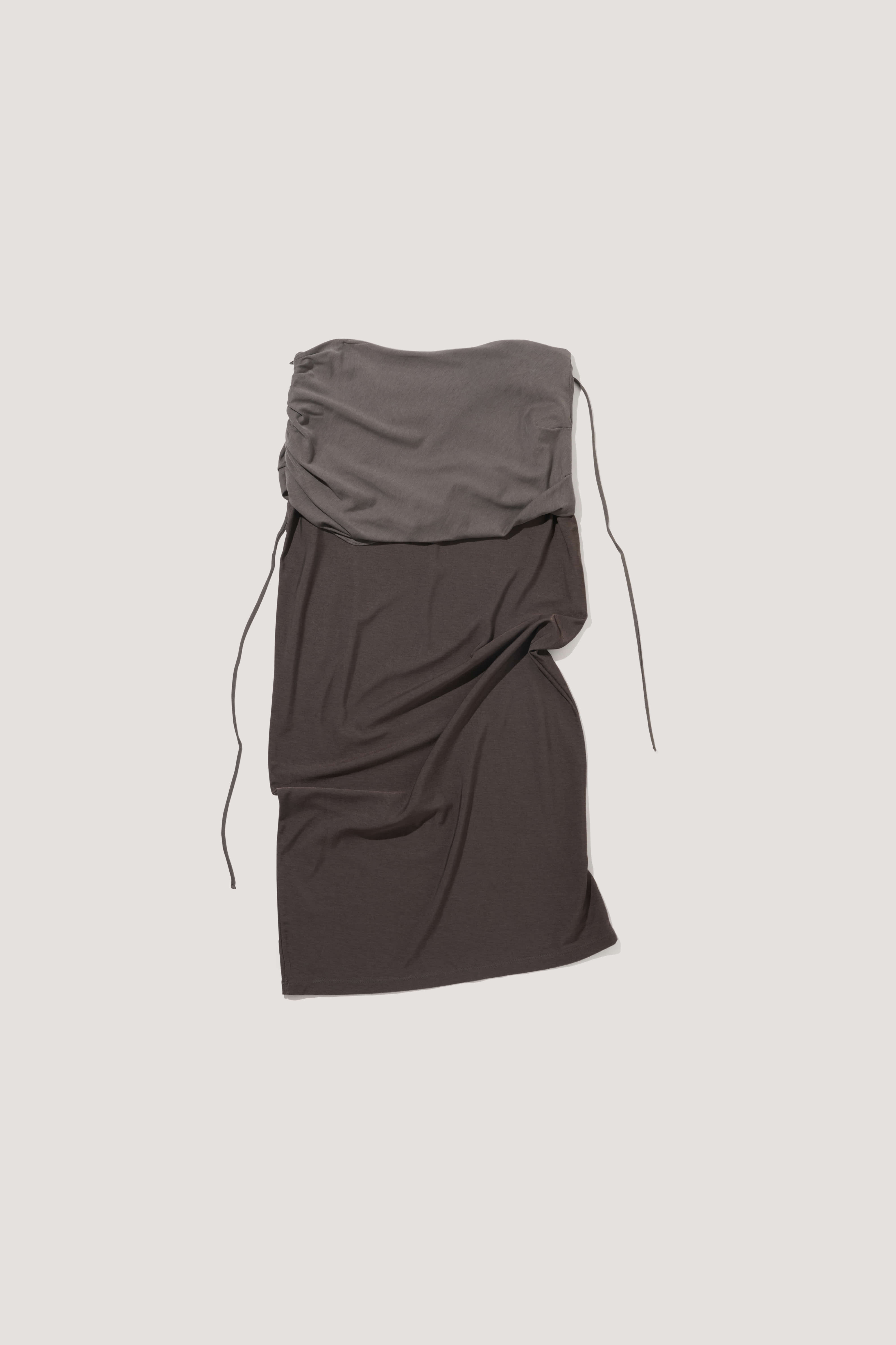 Double-Layered Shirring Skirt [greish brown]