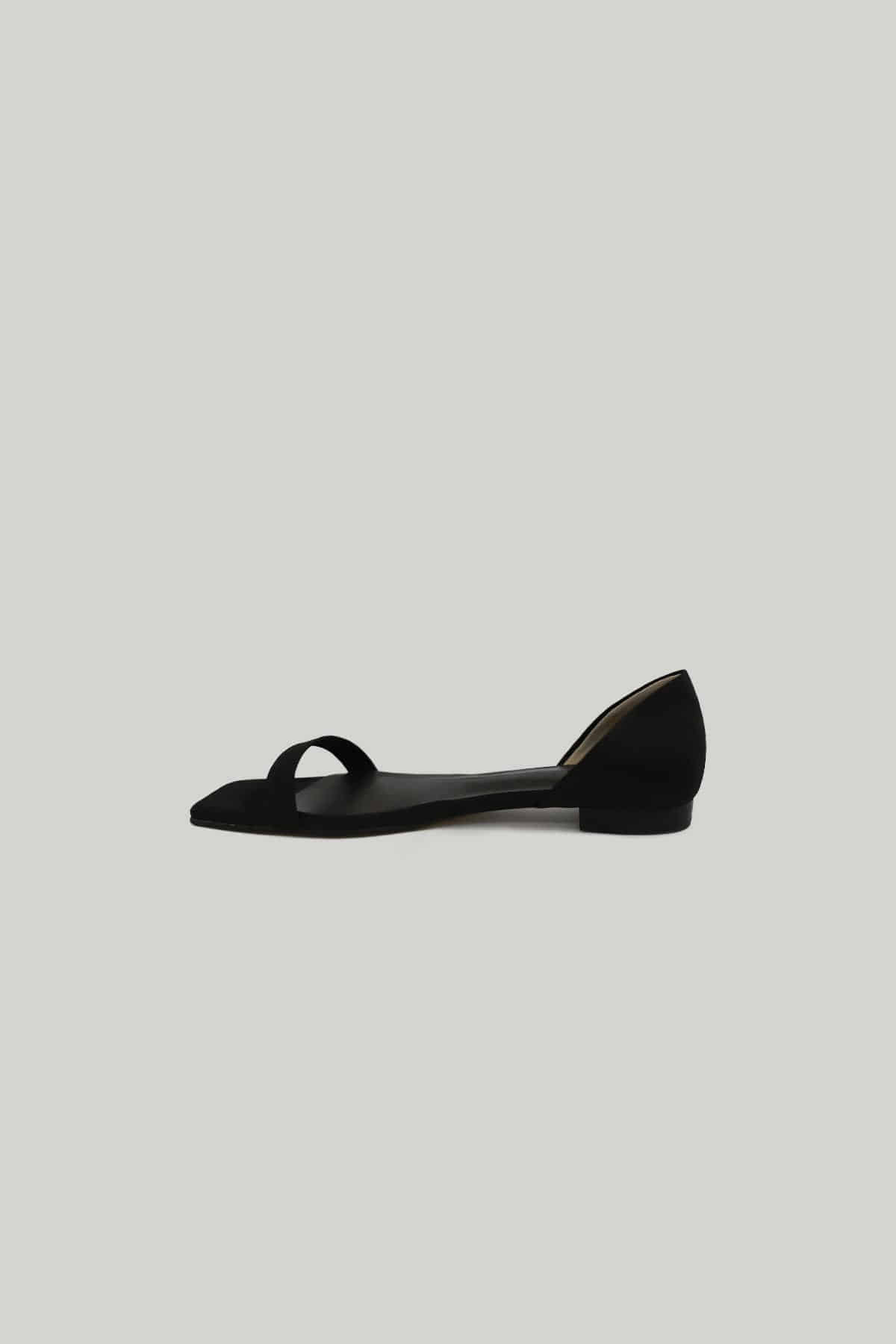 Aurora Satin Flat Sandals (Black)