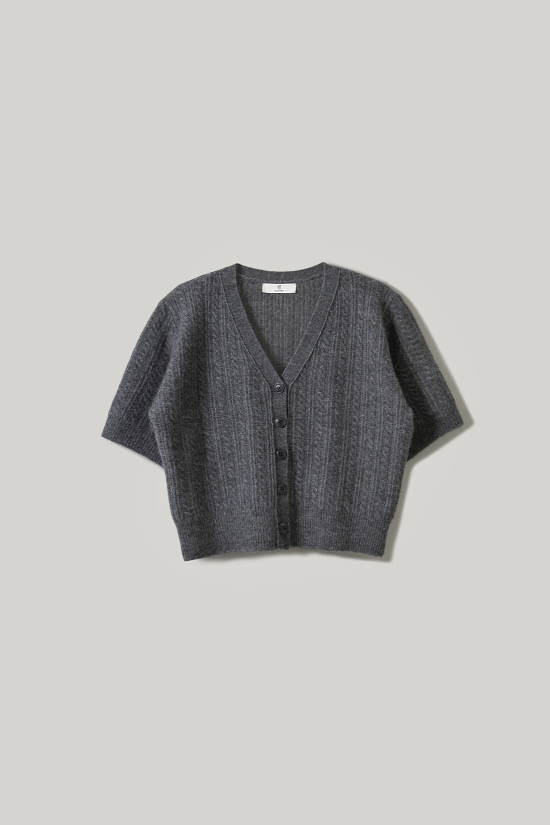 3RD / Arin V-Neck Cable Cardigan (Charcoal)