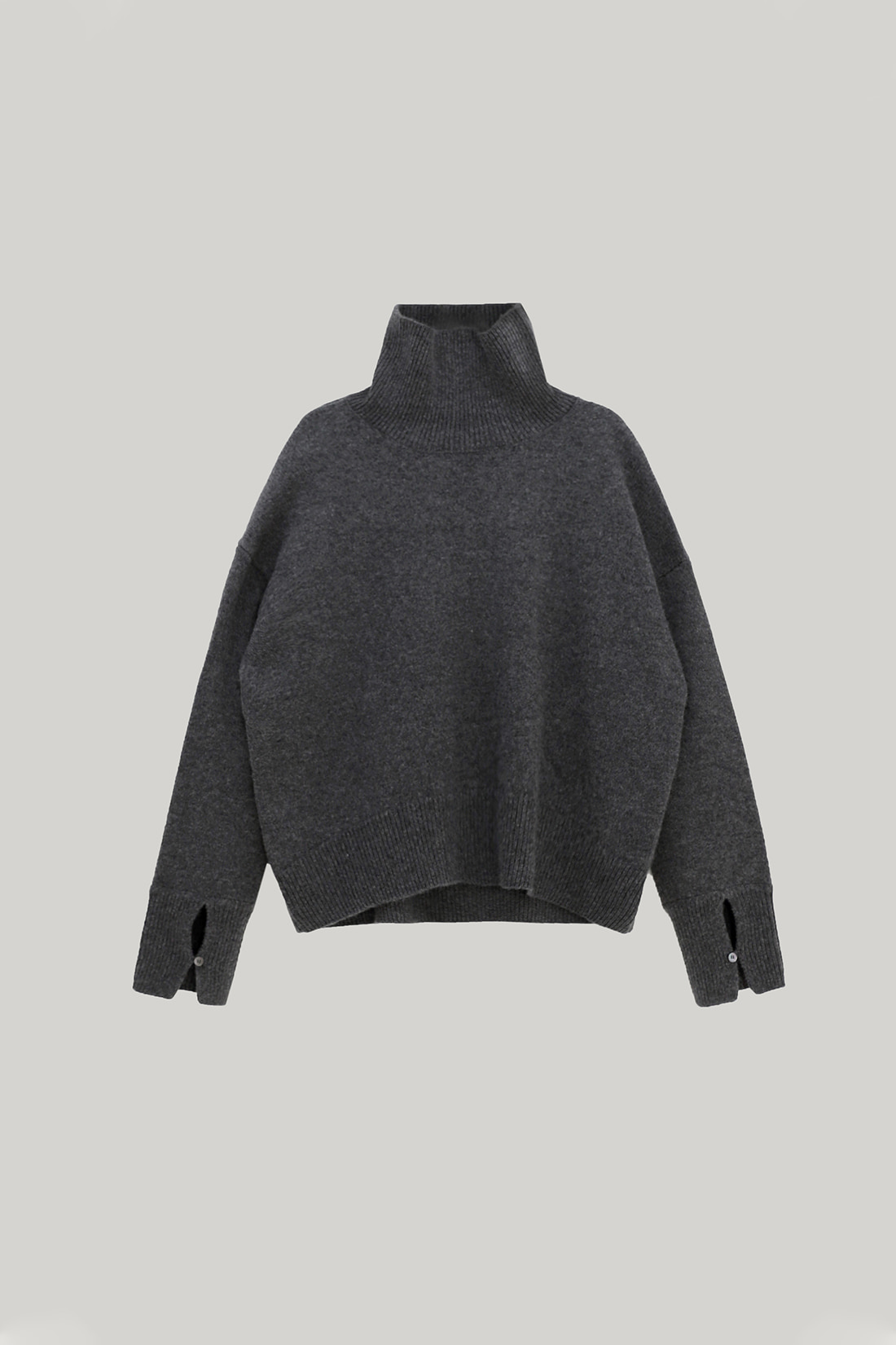 Becky Cashmere 100% High-neck Sweater (Charcoal)