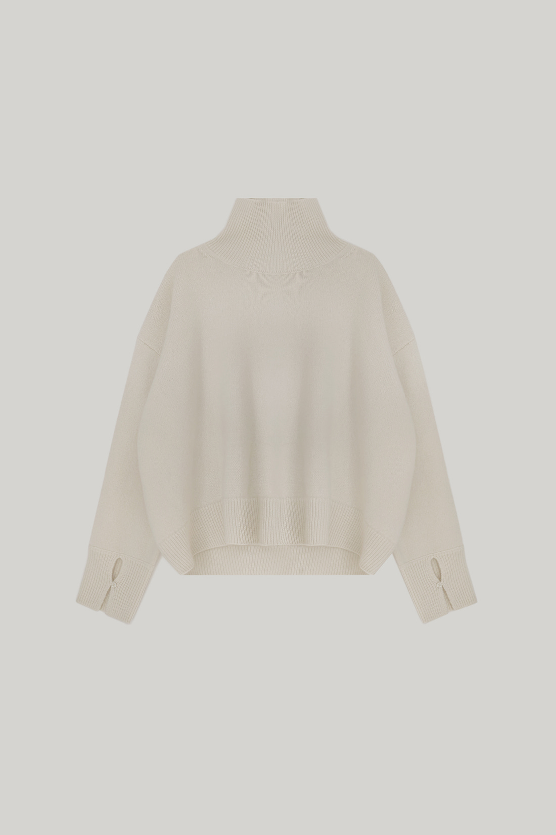 Becky Cashmere 100% High-neck Sweater (Cream)
