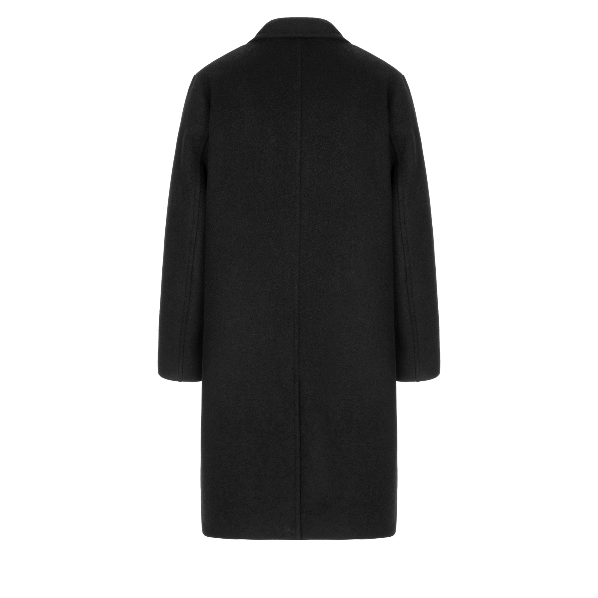 hidden button wool single coat / black