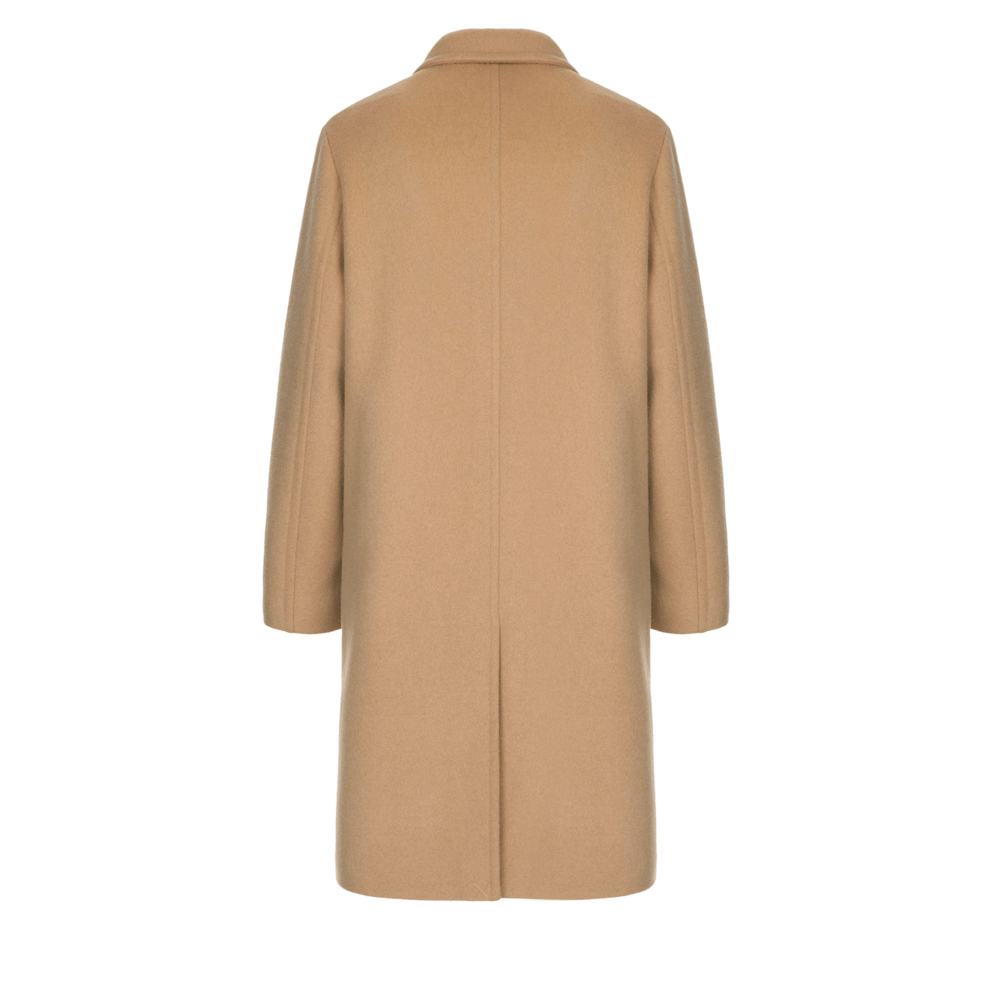 hidden button wool single coat / beige