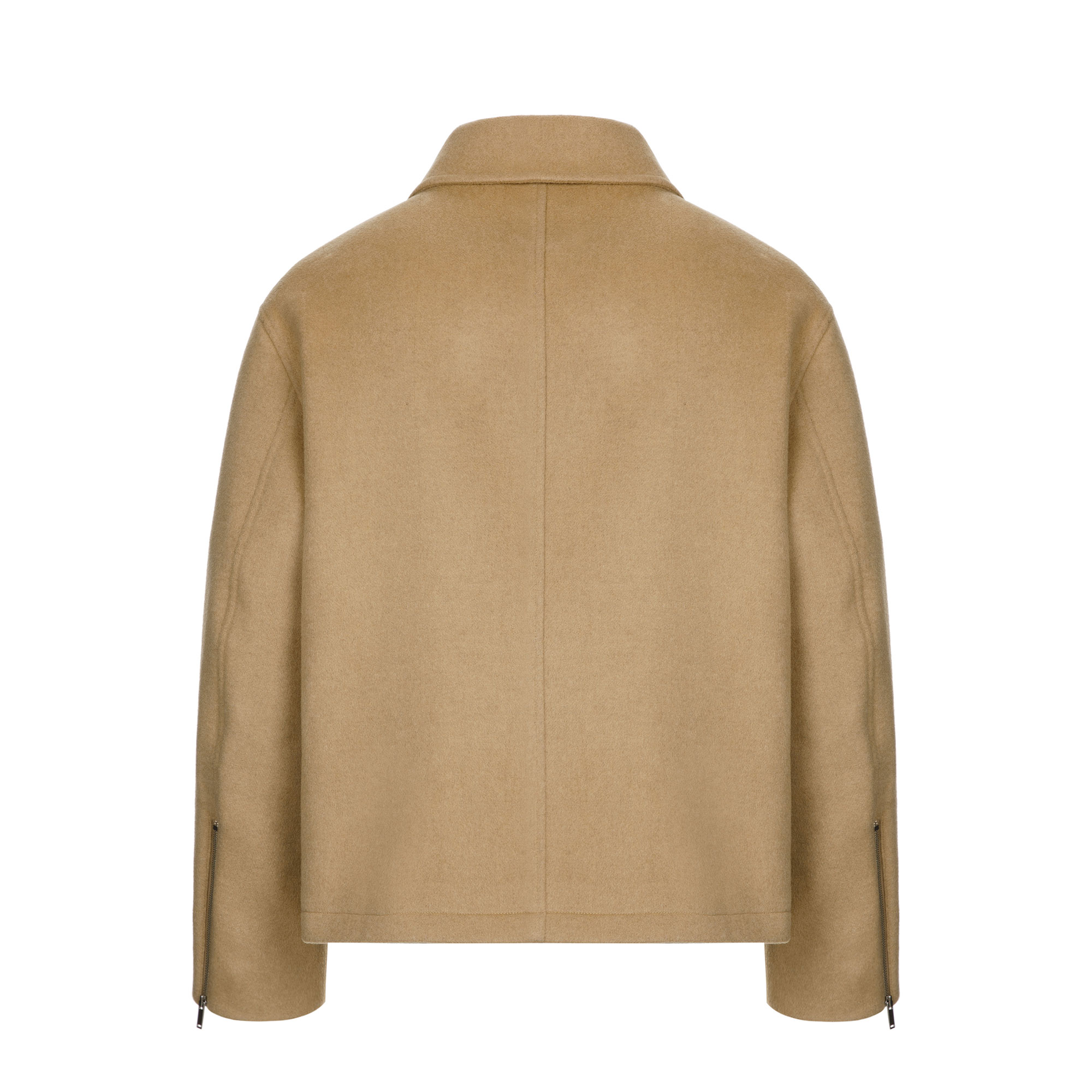 minimal wool zip-up jacket / beige
