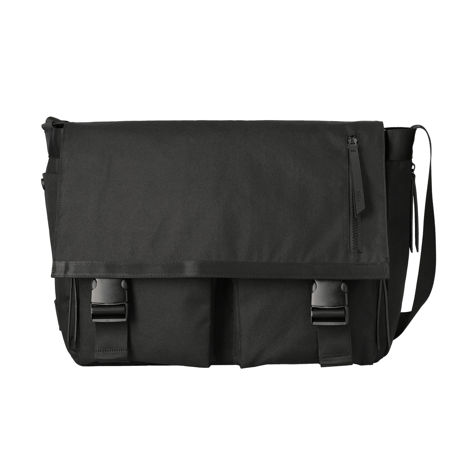 dual pocket messenger bag / black