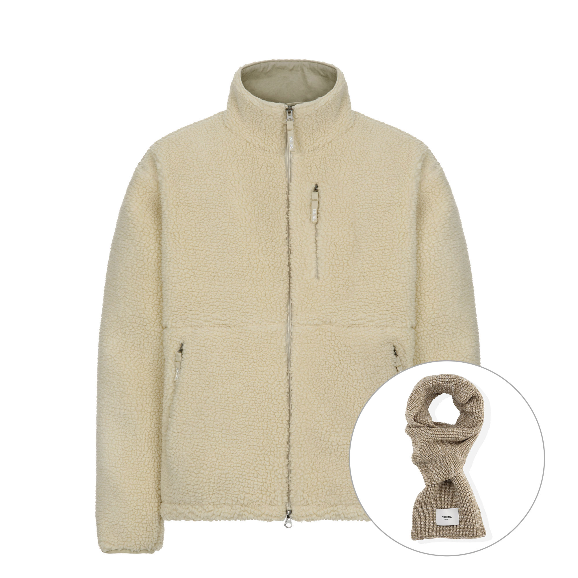 oversize boa fleece jacket / beige