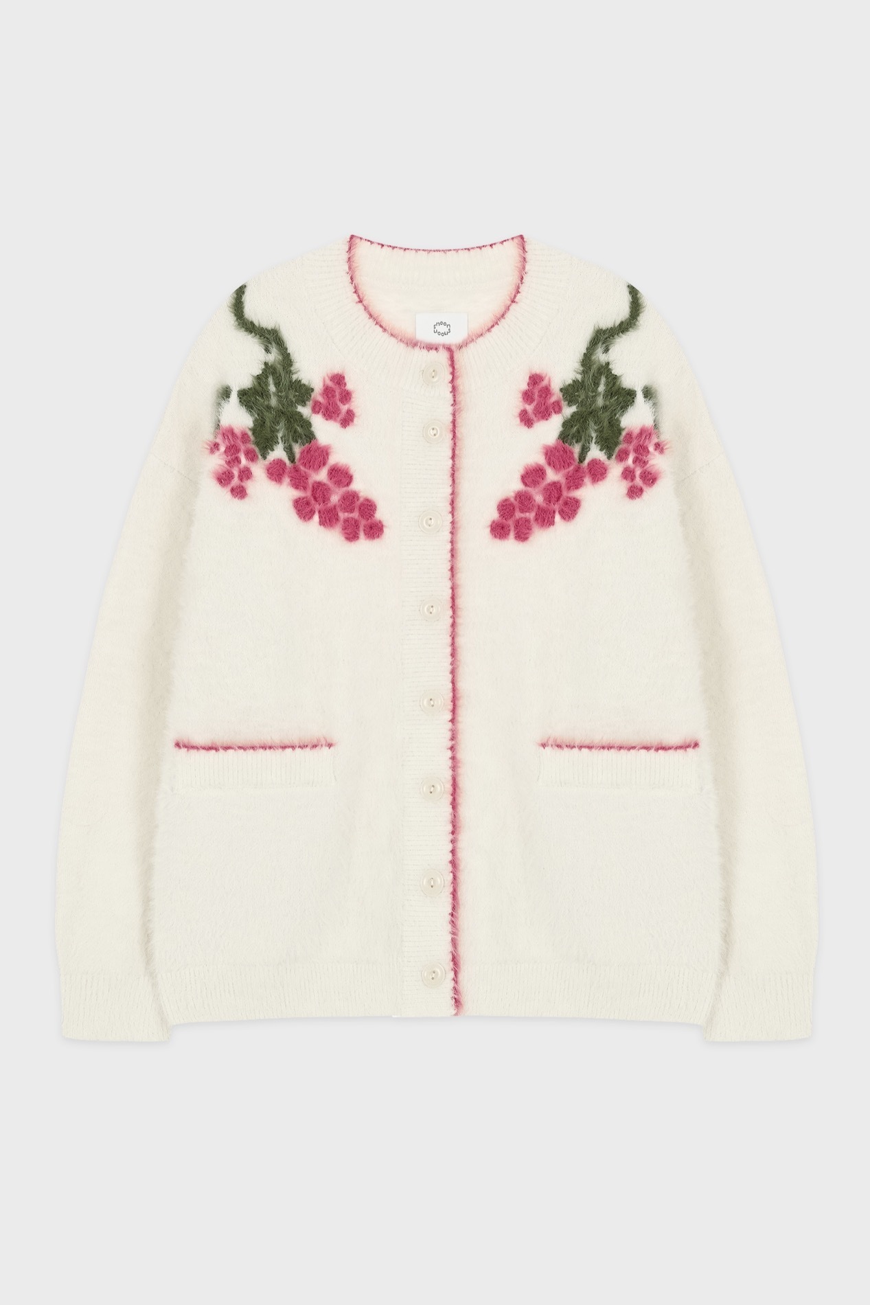 SINOON カーディガンRose Artwork Hairy Cardigan SINOON