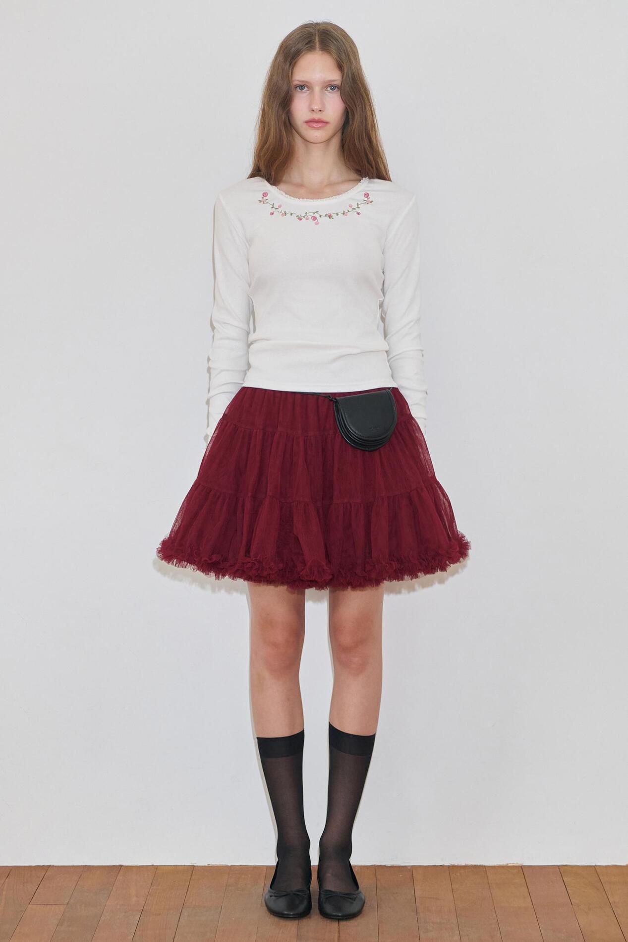 ★sinoon★Rose Flower Slim T-Shirt SINOON