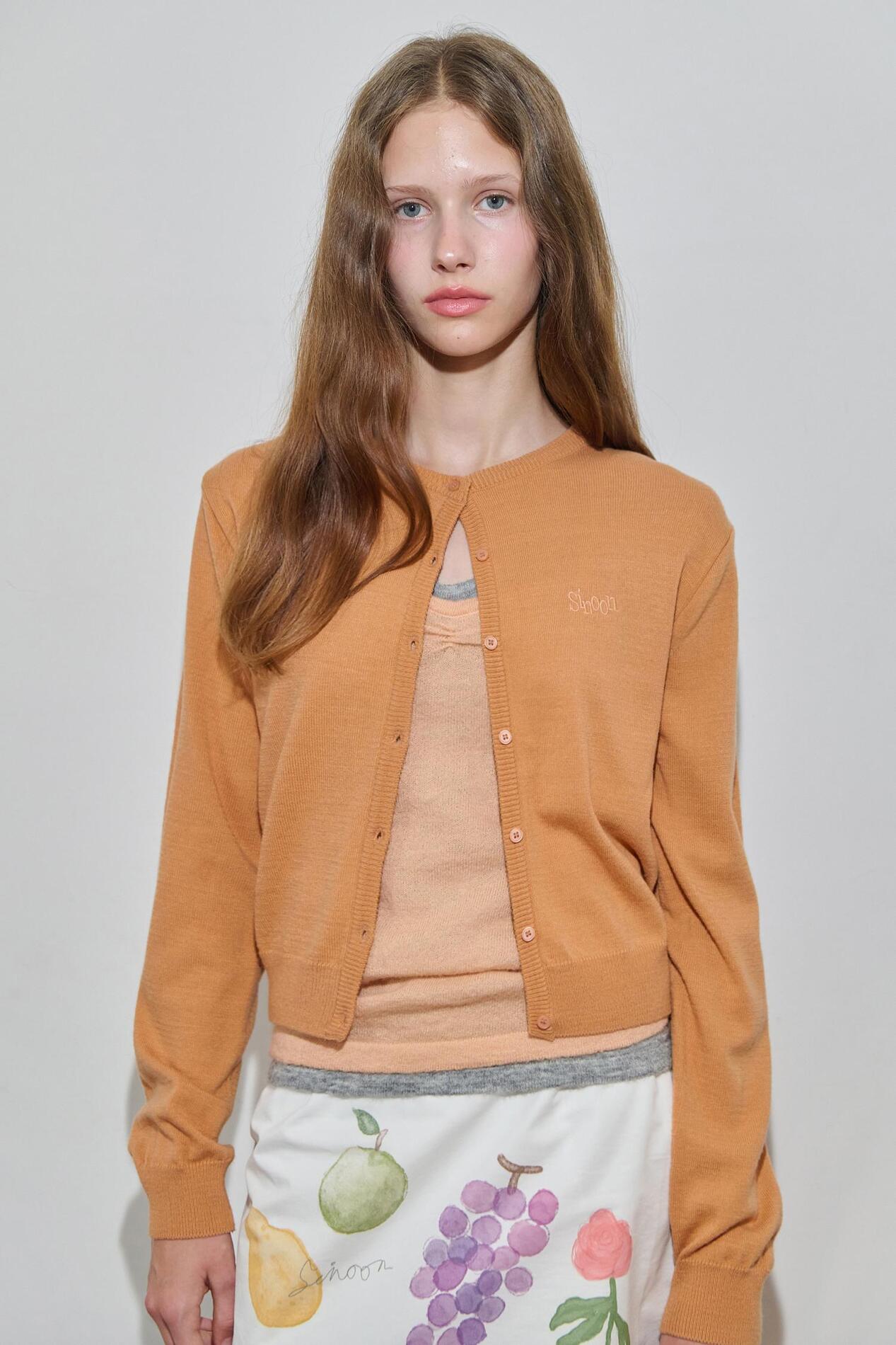 【SINOON】Sinoon Logo Cardigan (Apricot) SINOON
