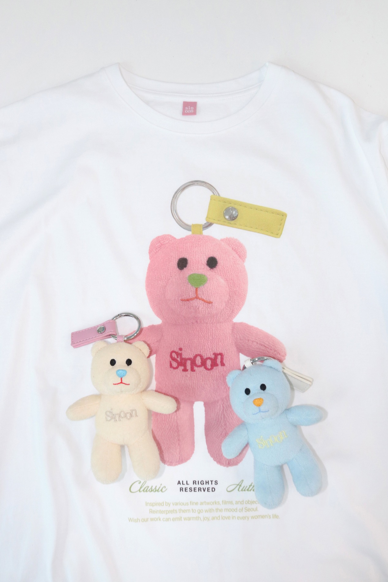 韓国人気【SINOON】NOONI Bear Keyring T-Shirt Sinoon】 NOONI Bear Keyring T-Shirt 4色 (sinoon/Tシャツ