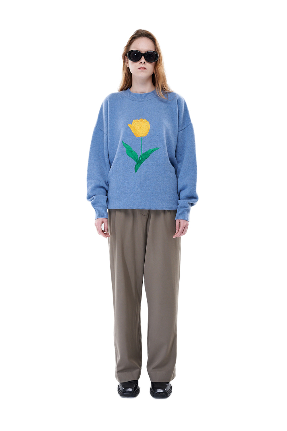 Tulip Cashmere Knit Sweater (Sky Blue)GRAFFITIONMIND