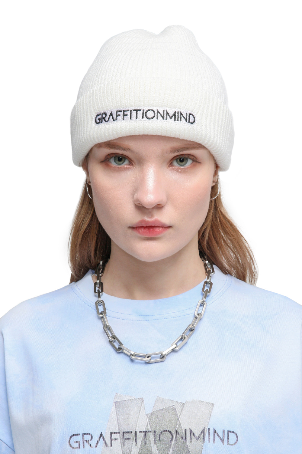 Embroidered Beanie (White)GRAFFITIONMIND