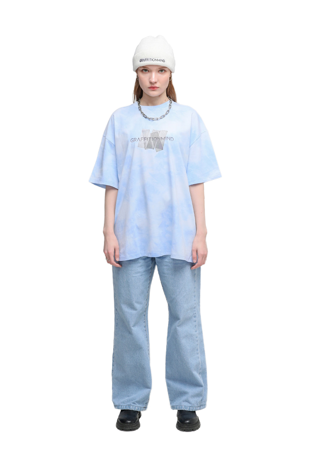 Tie-dye Block T-shirt (Sky blue)GRAFFITIONMIND