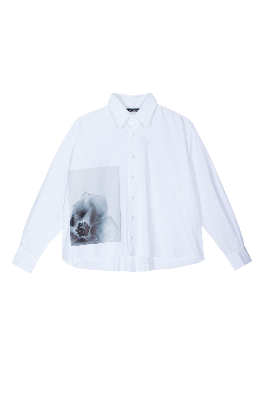 [SALE] PRINTED PATCH CROPPED  DRESS SHIRTS (WHITE)GRAFFITIONMIND