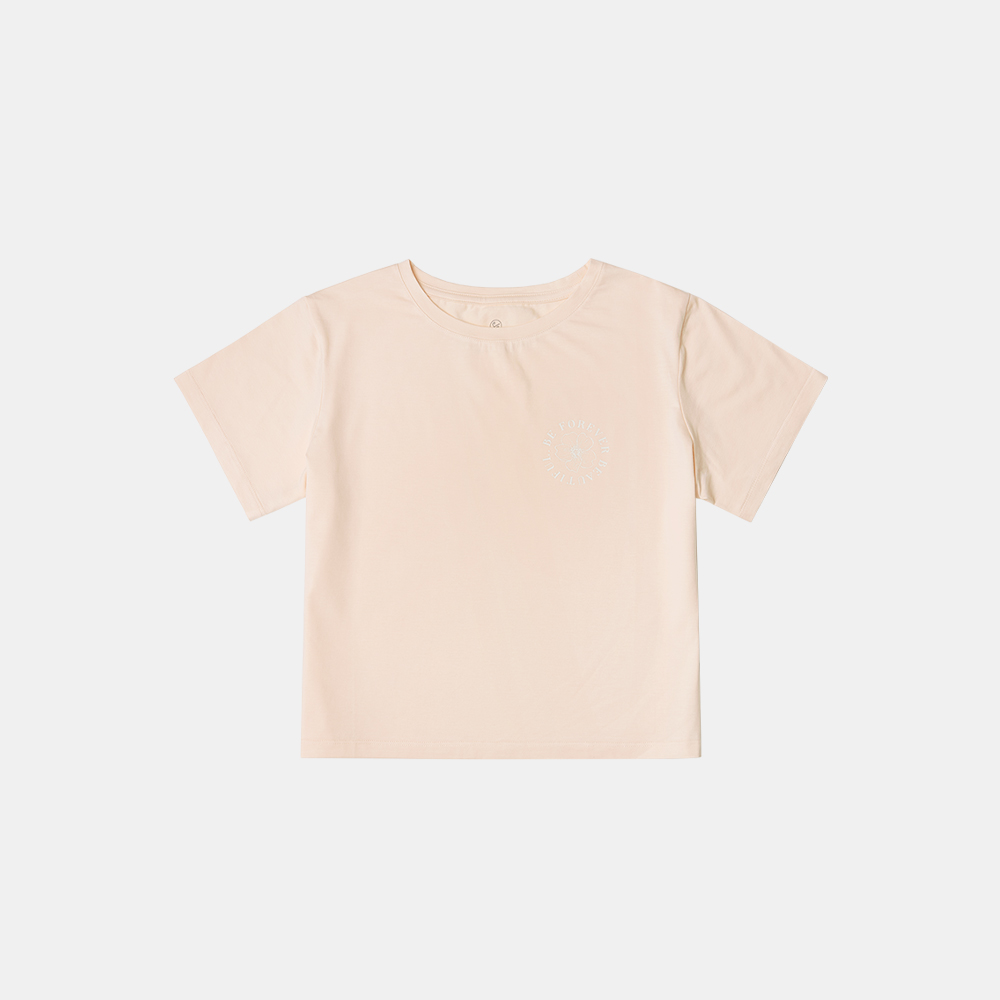SITP5155 플라워 시스루 크롭 티셔츠_Salmon pink