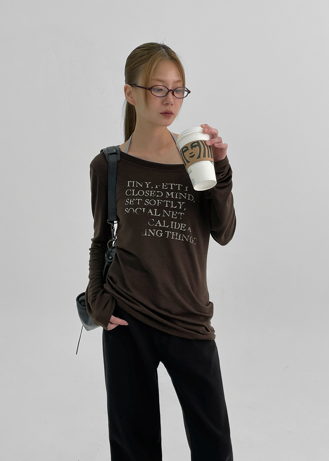 【BLACKUP】SOWAN SEE THROUGH OFF SHOULDER TEE Sowan See-through Off-Shoulder Long Sleeve T-shirt - BLACKUP