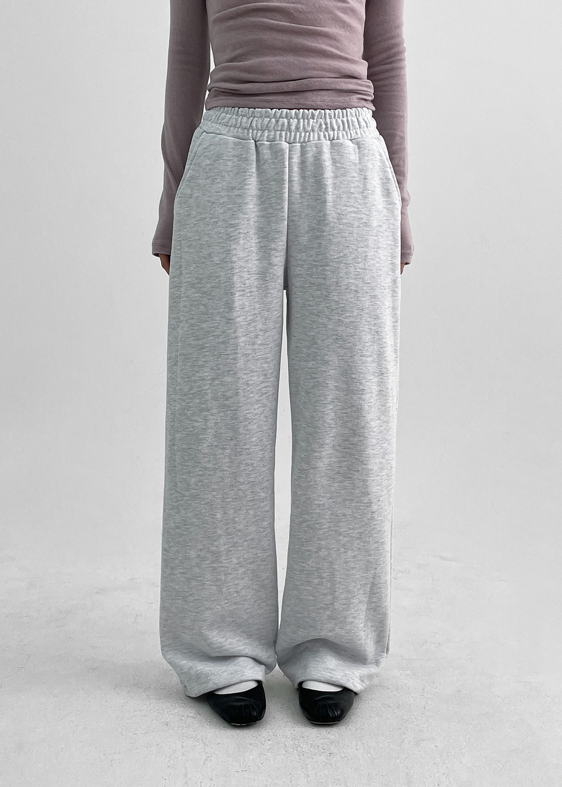 【BLACKUP】Wide-Leg Pull-On Sweatpants MADE] Wide-Leg Pull-On Sweatpants - BLACKUP