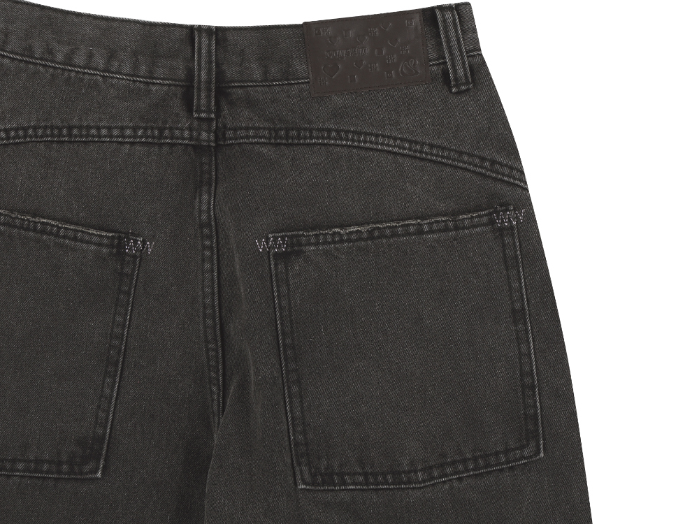 W STITCH DENIM PANTS BLACK | coyseio