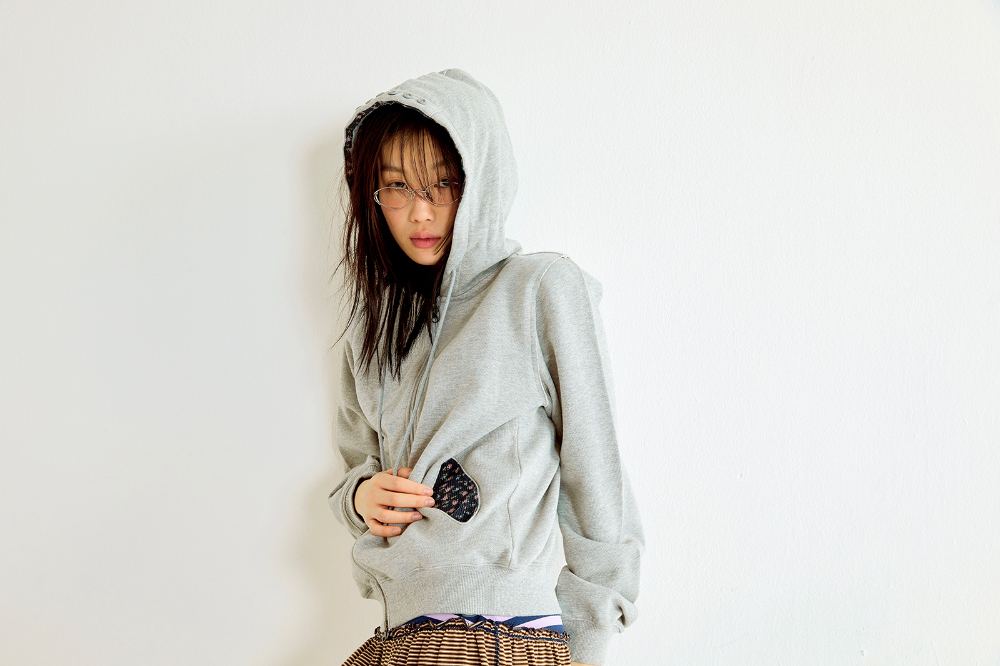COYSEIO FLOWER POINT ZIP-UP HOODIE パーカー FLOWER POINT ZIP-UP HOODIE MELANGE GREY - coyseio