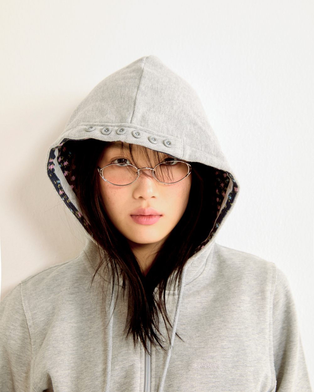 COYSEIO FLOWER POINT ZIP-UP HOODIE パーカー FLOWER POINT ZIP-UP HOODIE MELANGE GREY - coyseio