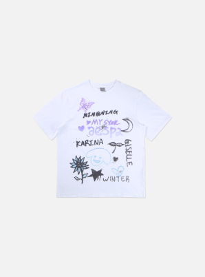 [PICK UP ONLY] Beyond LIVE – 2022 aespa FAN MEETING “MY SYNK. aespa” HANDWRITING T-SHIRT [WHITE Ver.] 