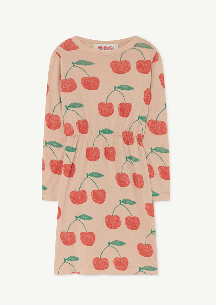 Soft Pink Cherries Crab Kids Dress - F21010_011_EJ ★ONLY 12Y★