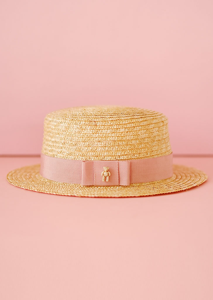 Teddy Boater Hat - Pink