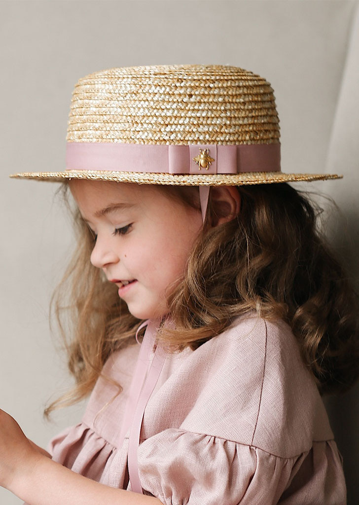 Bee Boater Hat - Pink