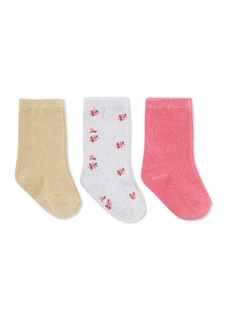 3-Pack Jacquard Lurex Socks - Strawberry Pink ★ONLY 22/24★