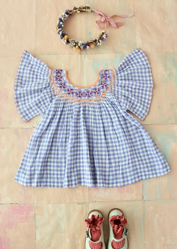 Butterfly Blouse - Violet Gingham #S22BBLVG ★ONLY 6Y★