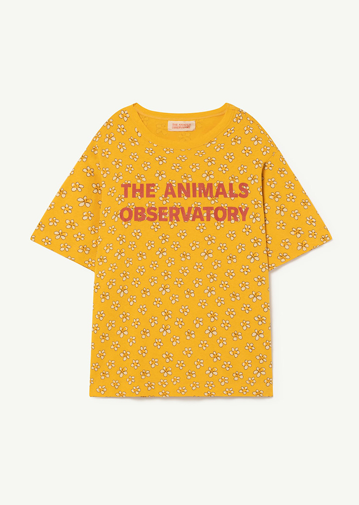 Rooster Oversize Kids T_Shirt - Yellow &amp; White Flowers_278_CY