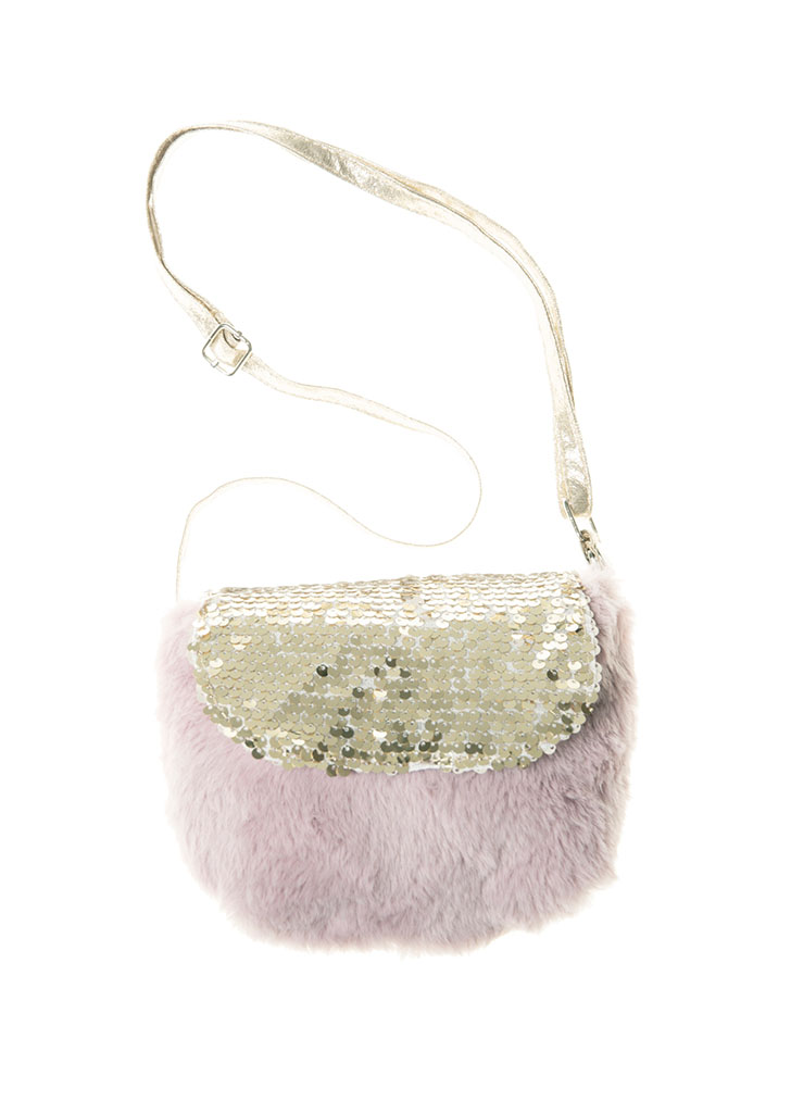 Shimmer Sequin Fur Bag Lilac