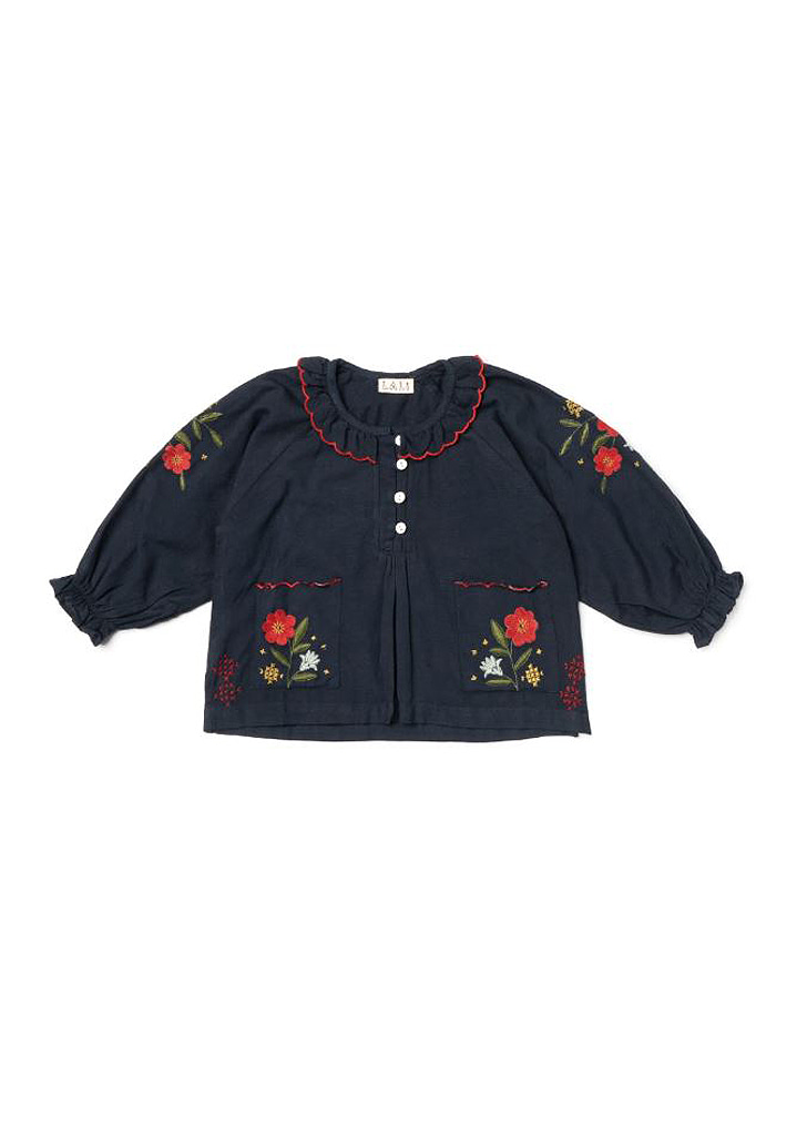 Lali::Embroidery Top - Midnight Navy