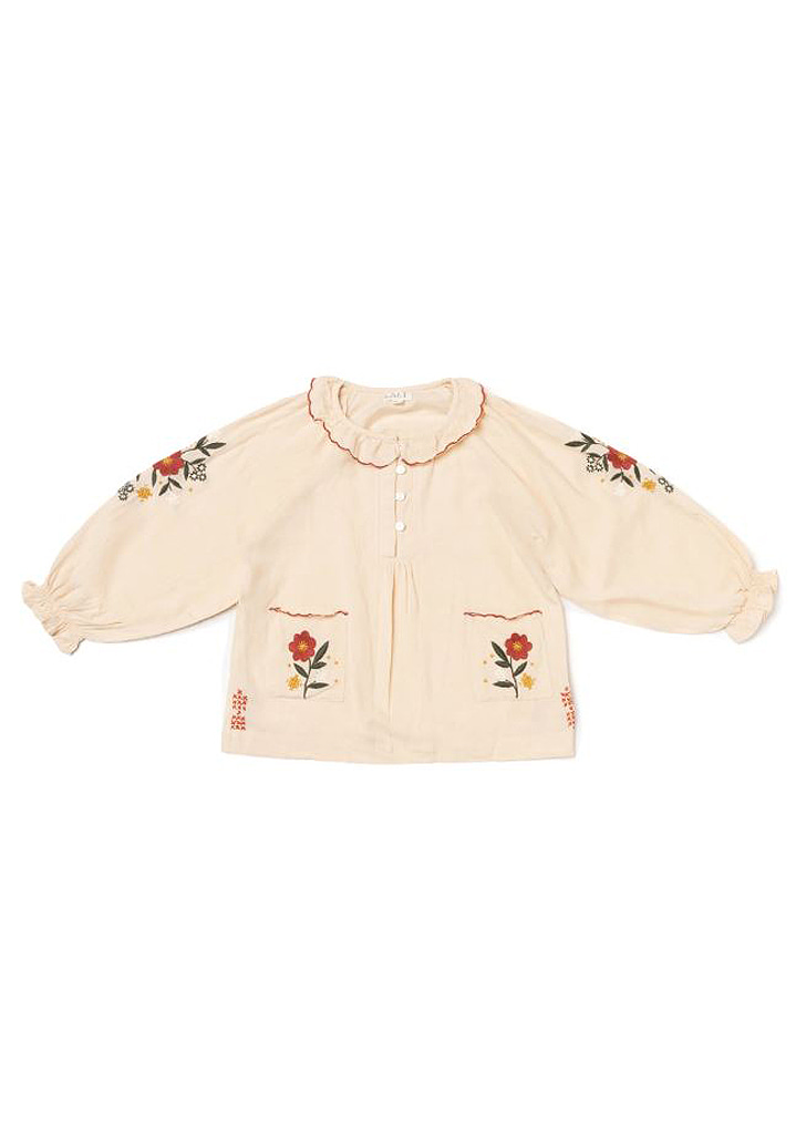 Lali::Embroidery Top - Macademia