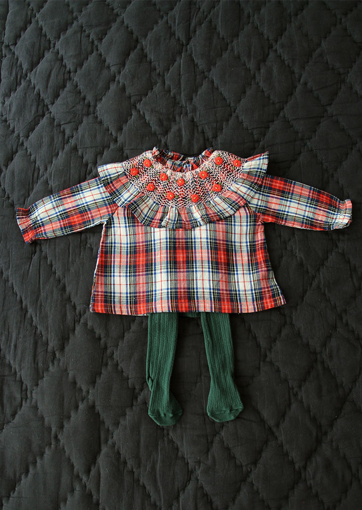 New Hand Smocks Blouse - Red check #N26