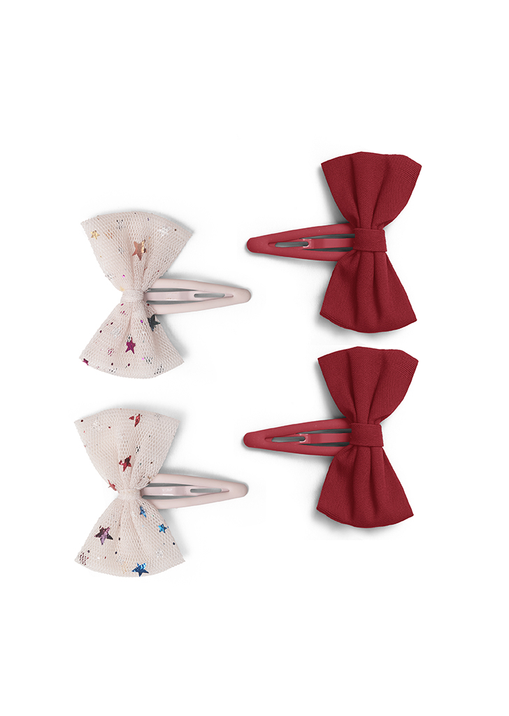 Konges :: 4-Pack Tulle Bowie Hairclips - Multi Star/Red