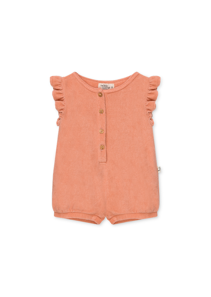 MLC:: Toweling Ruffle Baby Jumpsuit - Peach