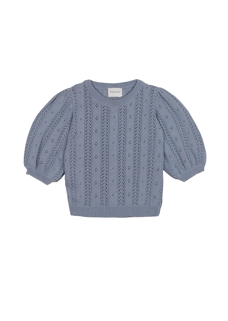 Mip:: Nora Cotton Openwork Sweater -Blue ★ONLY 4Y★