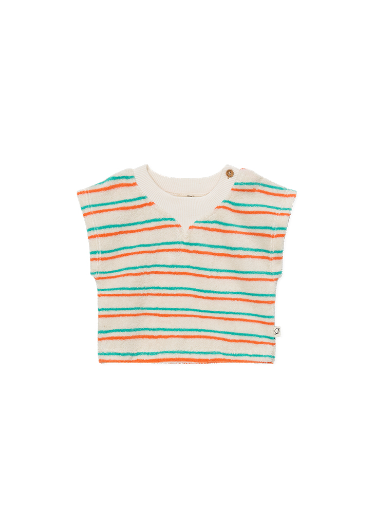 MLC:: Toweling Stripe Baby T-Shirt - Green/Peach
