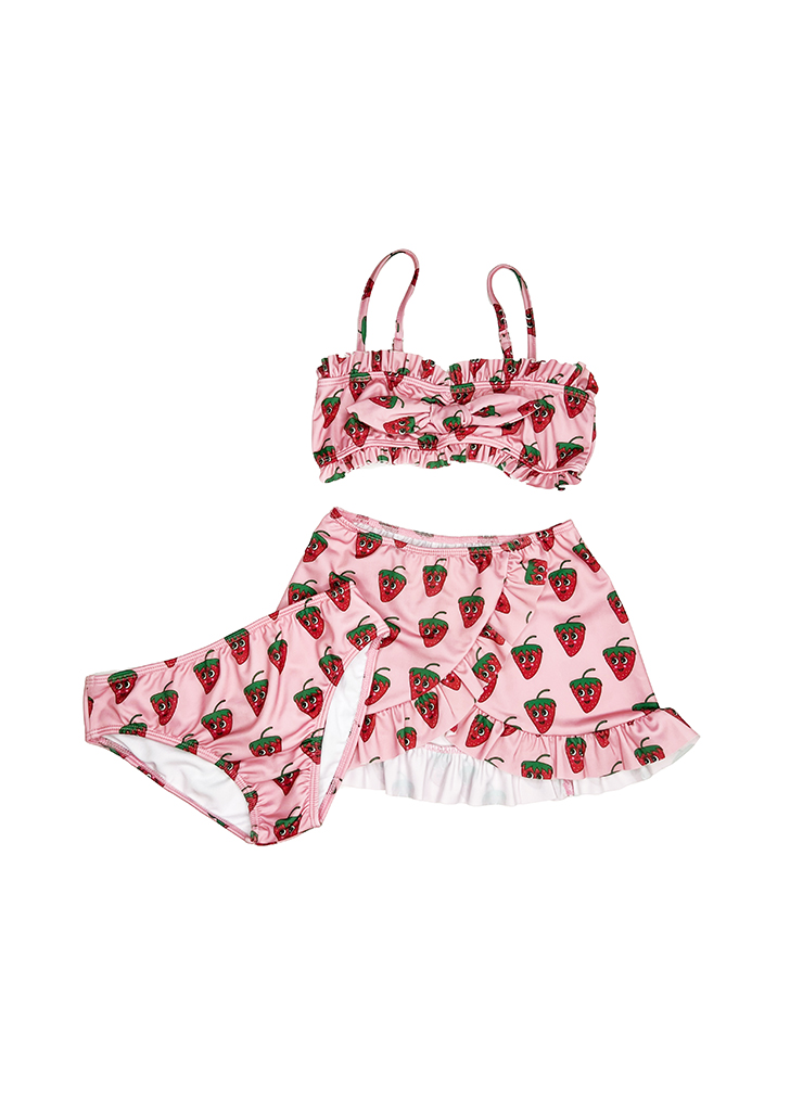 Hugo:: Skirt Bikini Set - Pink Strawberries