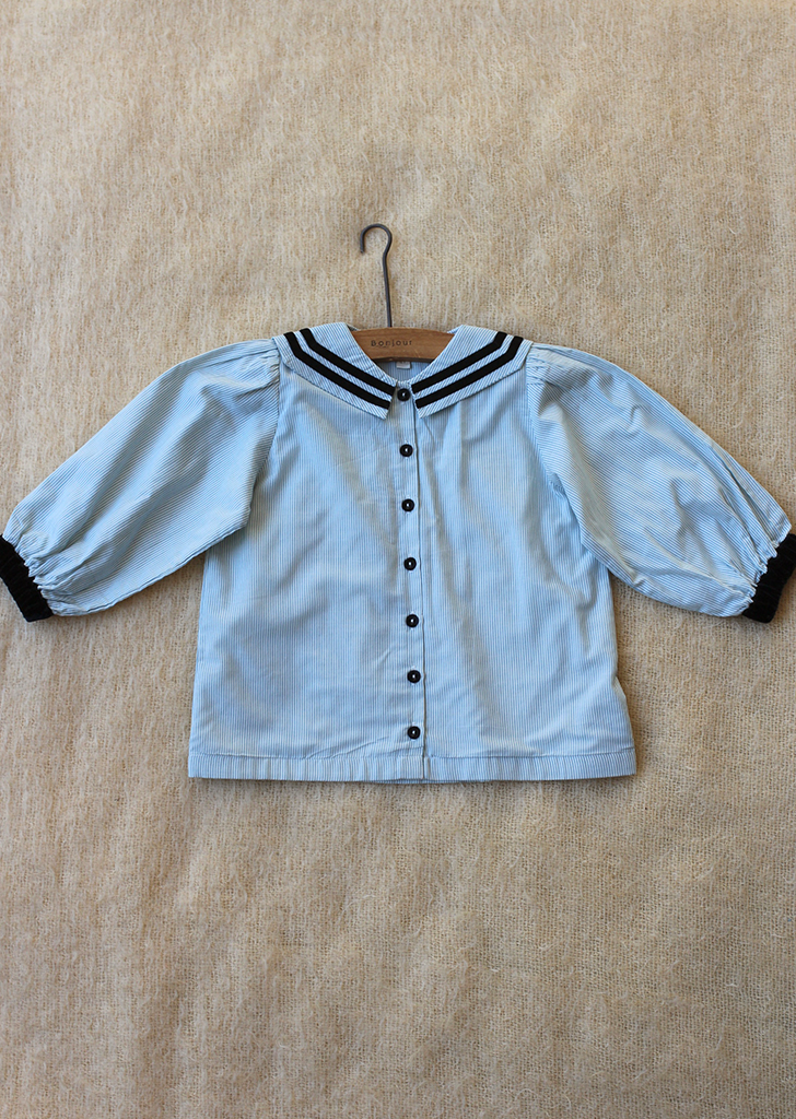Sailor Shirt - Light Blue Stripe/Black Velvet #N16