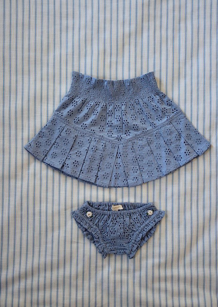 Set - Pleated Skirt+ Panty - Blue #N55