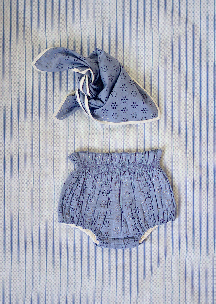 Baby Set) Reversible Bloomer+Scarf - Blue #N51 ★ONLY 6M★