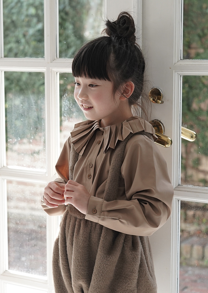 Pleated-Detail Shirt - Camel