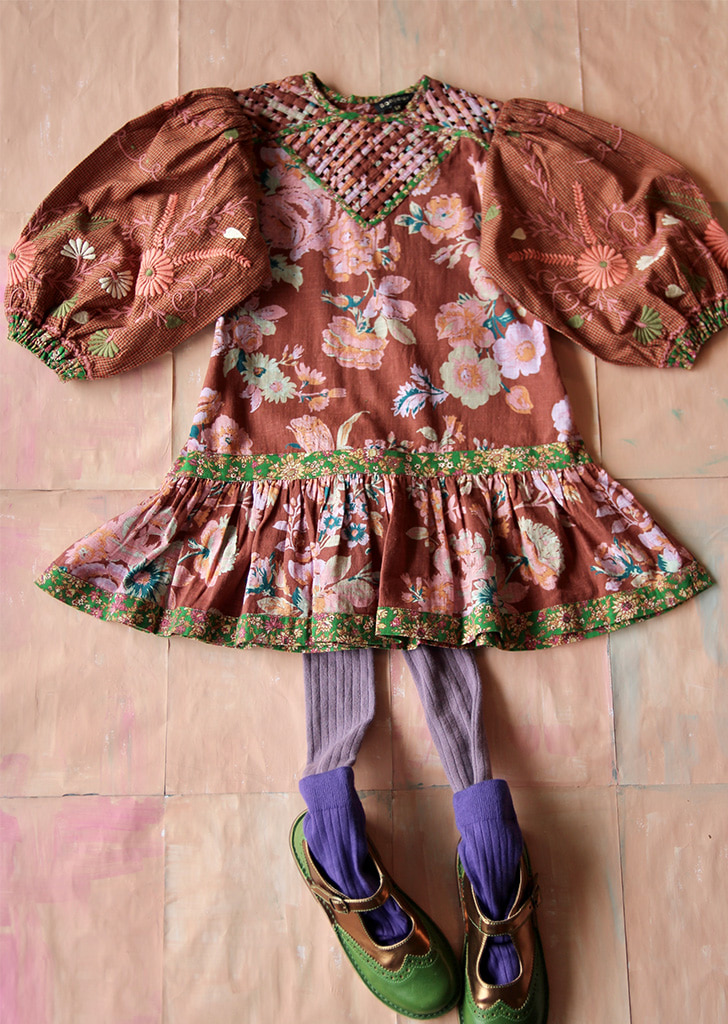 Folk Dress - Brown Flower #FLBRF